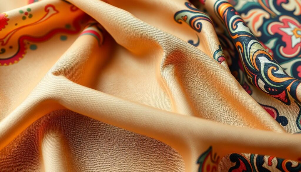 A high-quality swatch of Shein fabric, meticulously photographed under soft, diffused lighting to showcase its texture and drape. The fabric sways gently, its vibrant colors and intricate patterns captured in crisp detail. The image fills the frame, inviting the viewer to examine the material's weave and quality. Captured at a slight angle to provide depth and dimension, the swatch appears luxurious and inviting, hinting at the broader range of Shein's offerings. This image aims to set realistic expectations for the consumer, emphasizing the brand's commitment to providing fashionable and well-crafted fabrics.